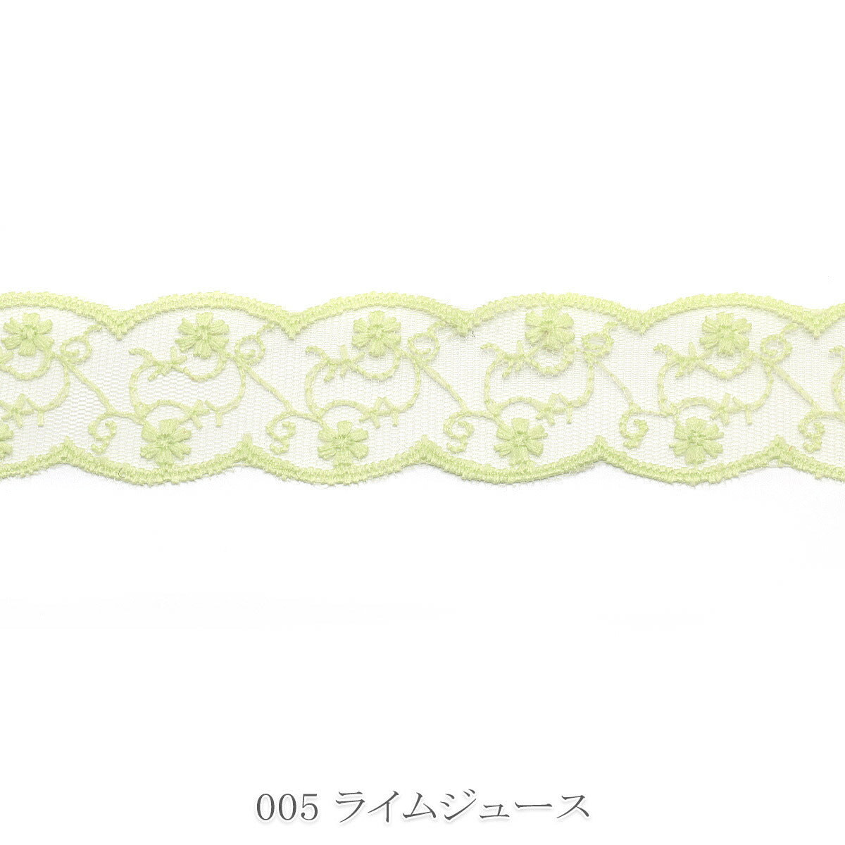 上品な花模様のスカラップシアーリボン　幅38mm　1m単位　切り売り