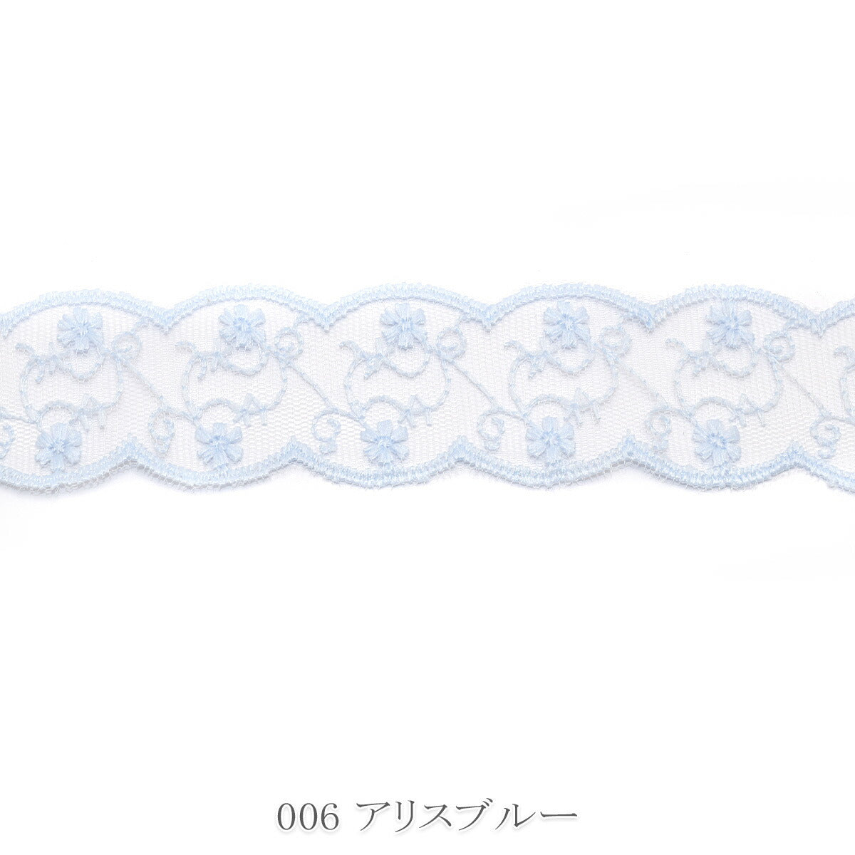 上品な花模様のスカラップシアーリボン　幅38mm　1m単位　切り売り