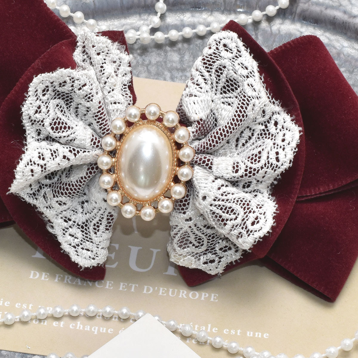 ガーリーリボン刺繍のレースリボン幅35mm1m単位切り売り（2m以上）