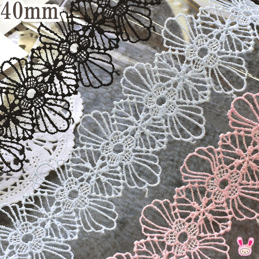 フラワーフレームラインレース幅40mm1m単位切り売り（2m以上）