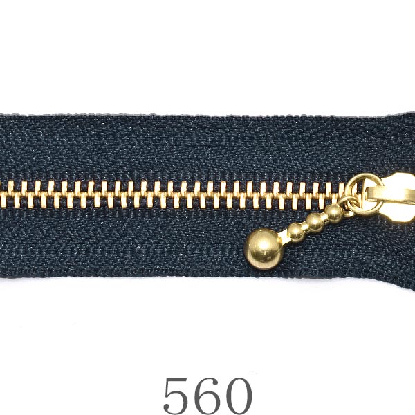 YKK　3MGC-20BL　ゴールド玉付きファスナー　20ｃm　1本