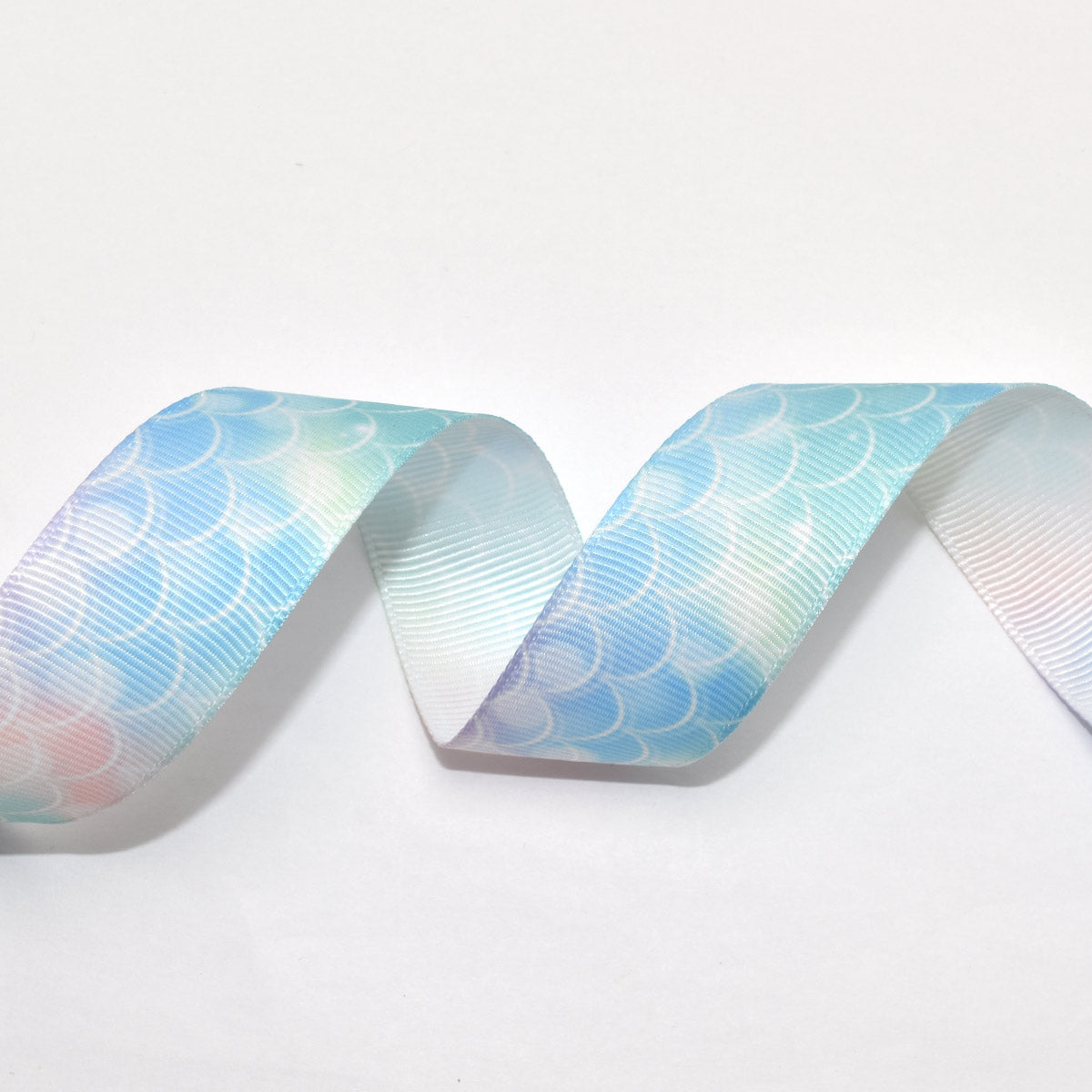 プリントリボンパステルマリンな人魚リボン幅25mm1m単位切り売り(3m以上)