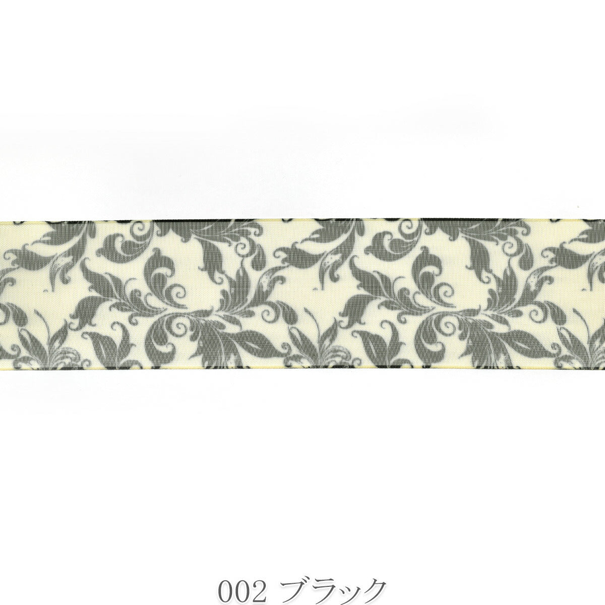 エスニックリーフオーガンジーリボン　幅38mm　1m単位　切り売り　(2m以上)
