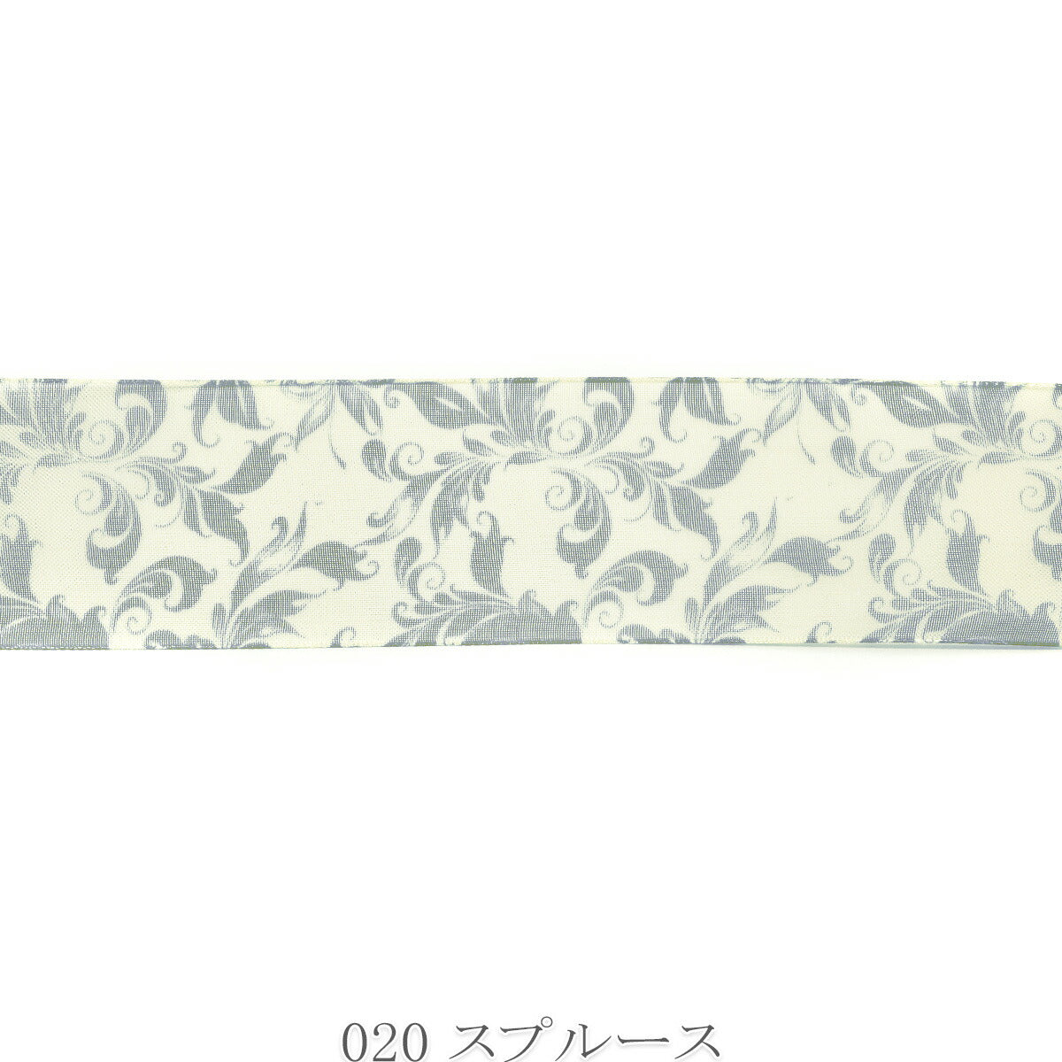エスニックリーフオーガンジーリボン　幅38mm　1m単位　切り売り　(2m以上)