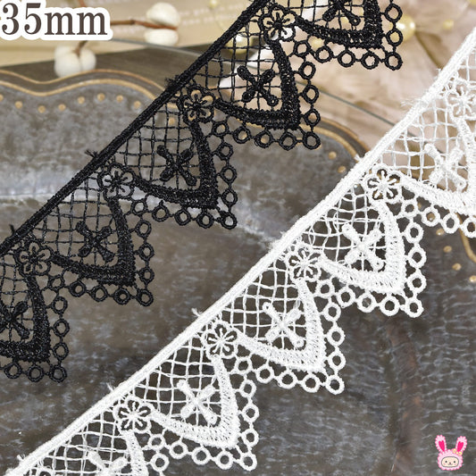 小花とゴシックレースリボン幅35mm1m単位切り売り
