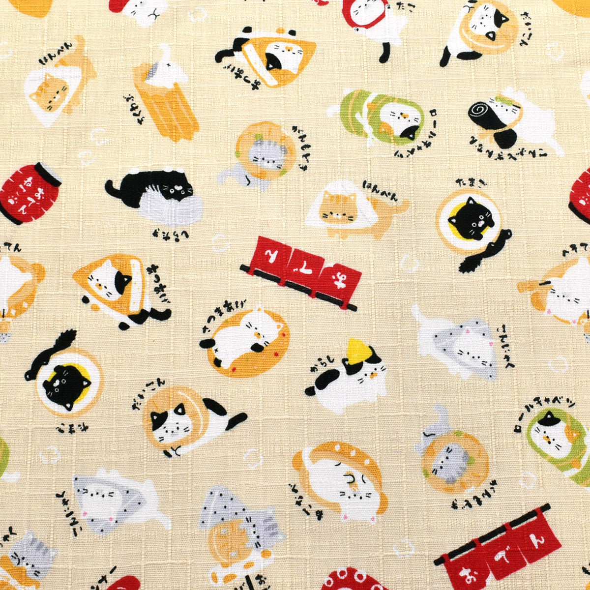 おでんねこ　ドビー生地　 AP55109-3　コスモ　(30cm以上10cm単位切り売り)