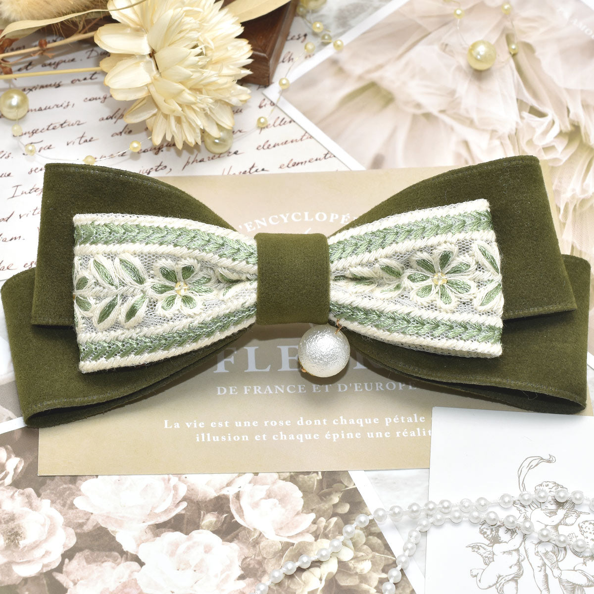 インド刺繍リボンガーリーフラワー刺繍リボン幅35mm10cm単位切り売り(30cm以上)
