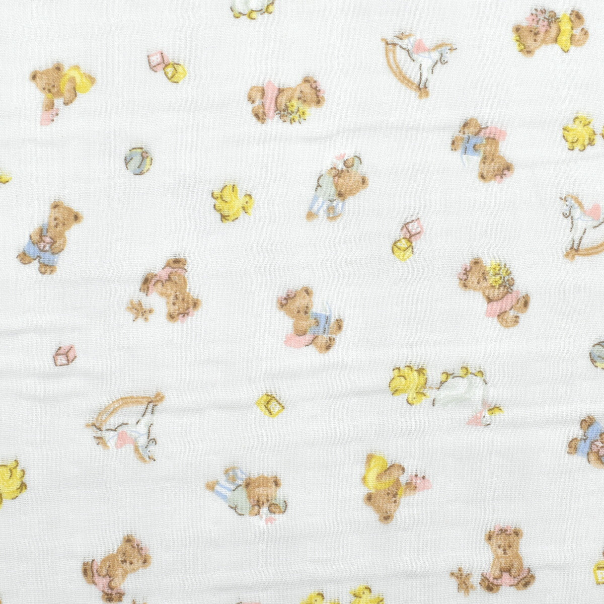 可愛いくまのおもちゃばこ　Wガーゼ生地　 AP55205-1　コスモ　(30cm以上10cm単位切り売り)☆