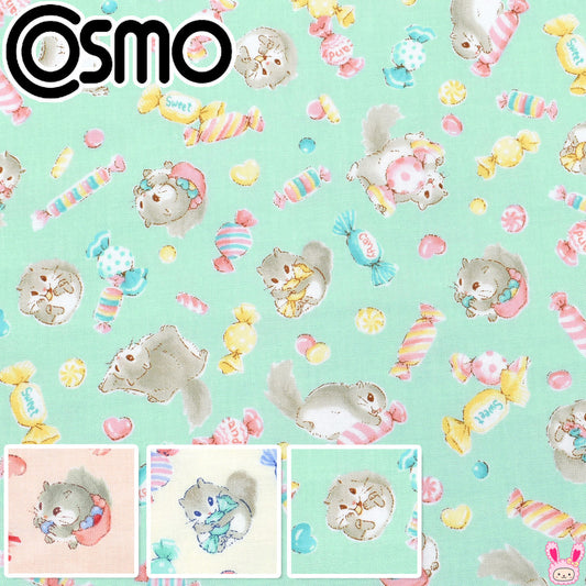 モモンガとキャンディーシーチング生地AP55203-2コスモ(30cm以上10cm単位切り売り)