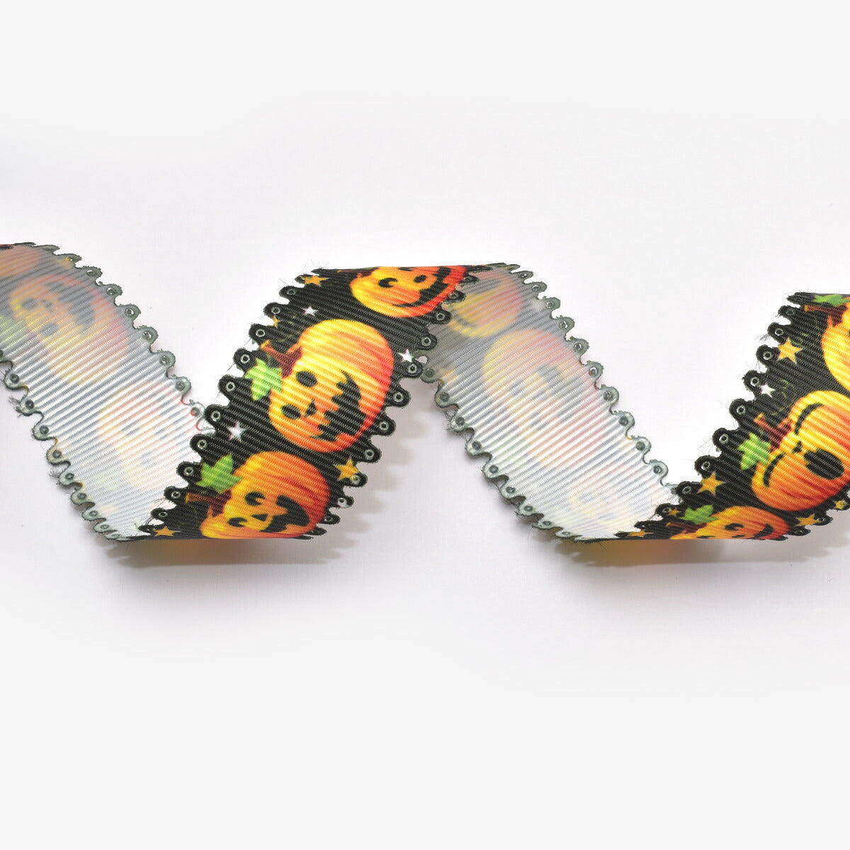プリントリボンハロウィン型抜きパンプキンハーモニーリボン幅25mm1m単位切り売り(3m以上)