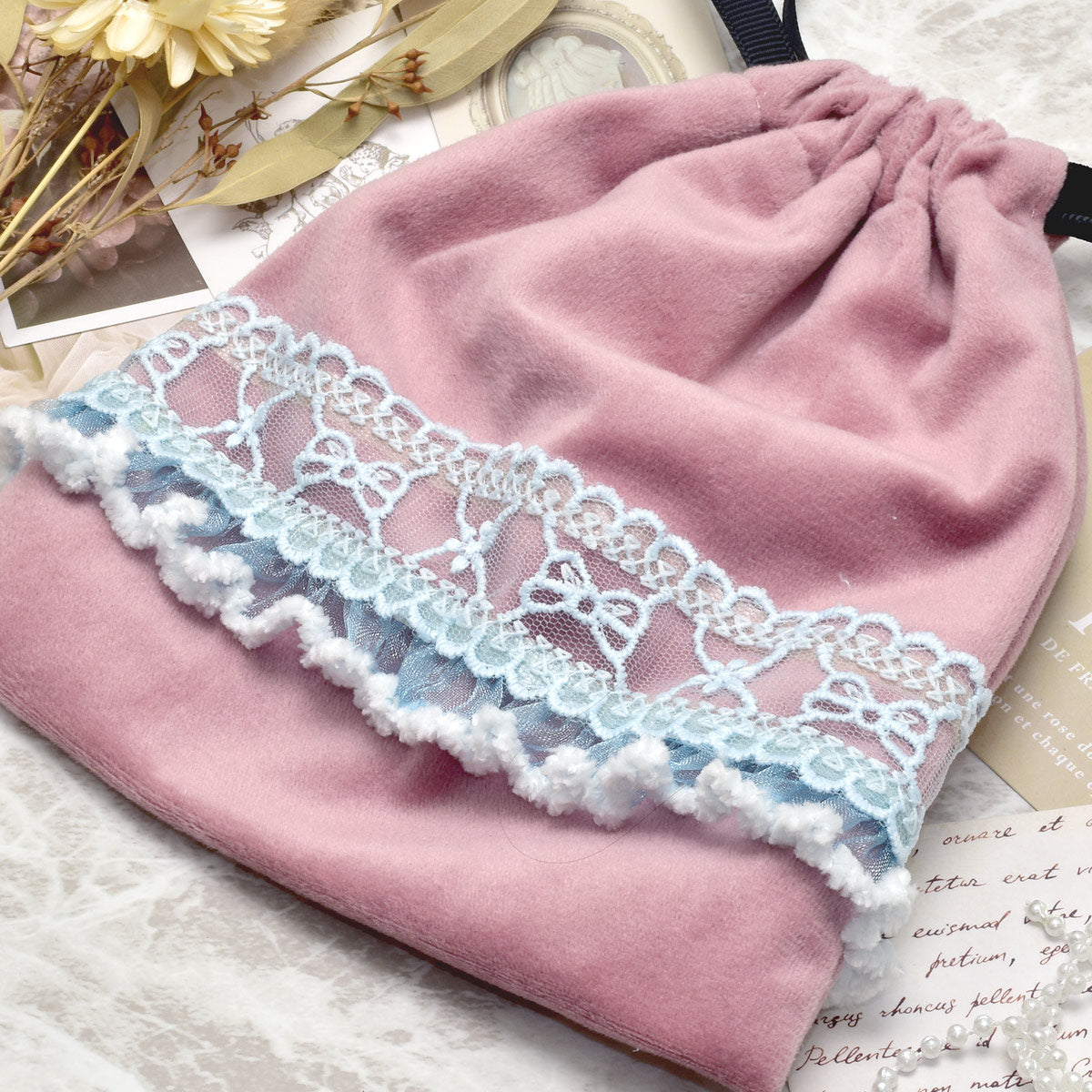 パステルリボン刺繍のスカラップリボン幅35mm1m単位切り売り(2m以上)