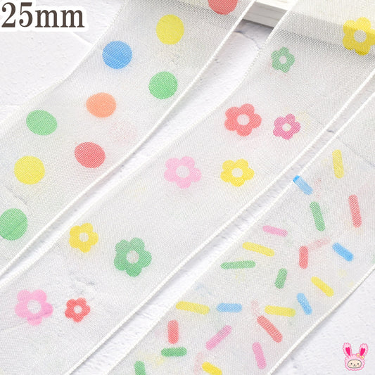 カラフルビビッドミックスリボン幅25mm1m単位切り売り(4m以上)