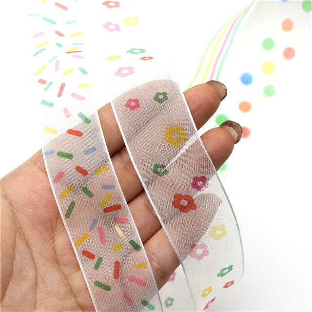 カラフルビビッドミックスリボン幅25mm1m単位切り売り(4m以上)