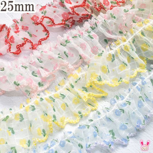 ミニフローラフリルリボン幅25mm1m単位切り売り