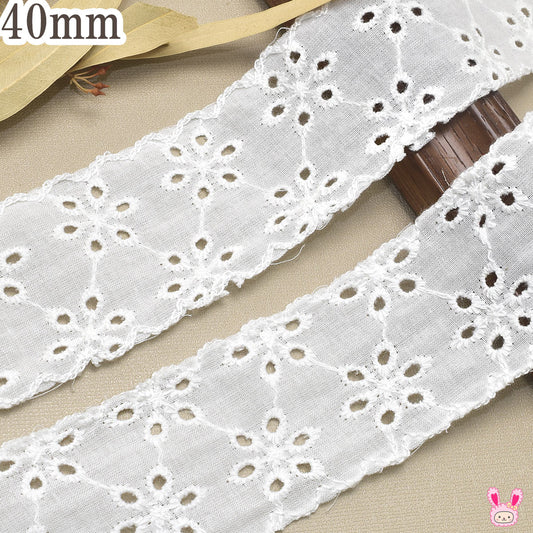 穴あきお花のファブリックリボン幅38mm1m単位切り売り