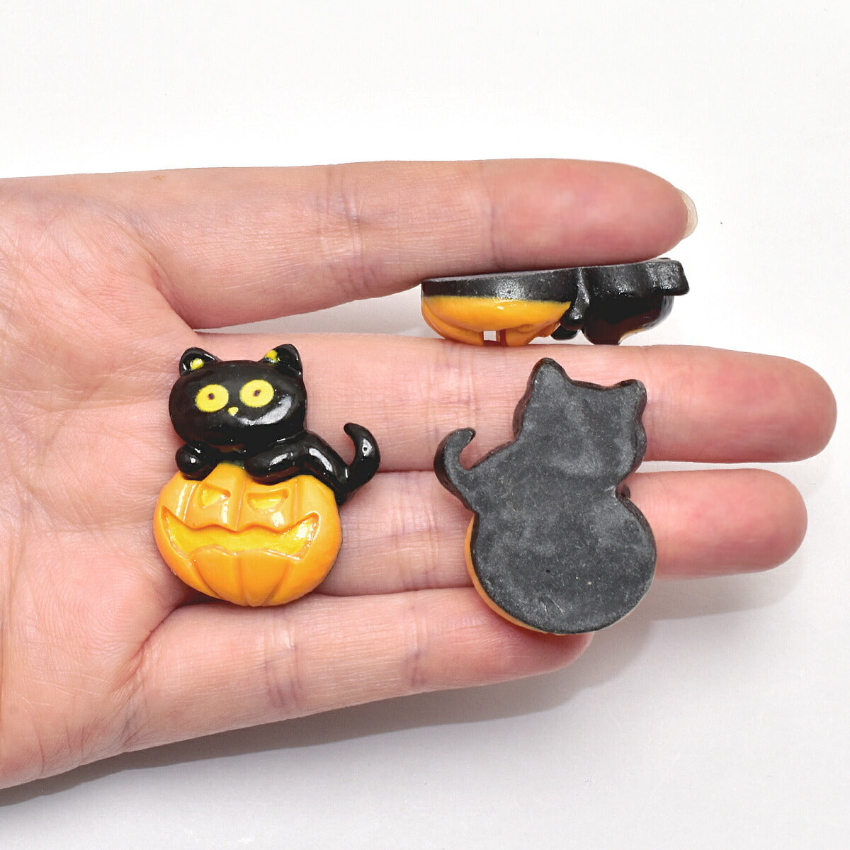 デコパーツハロウィン黒猫とカボチャパーツ4個