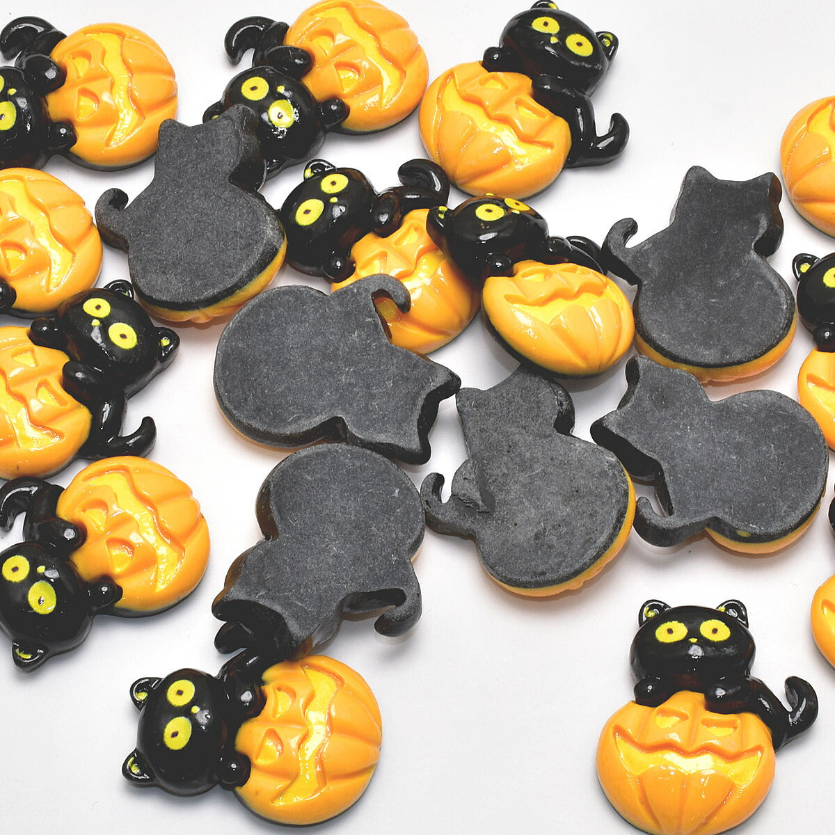 デコパーツハロウィン黒猫とカボチャパーツ4個