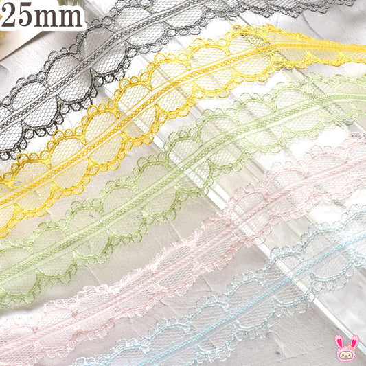 スカラップチュールレースリボン幅25mm1m単位切り売り(3m以上)