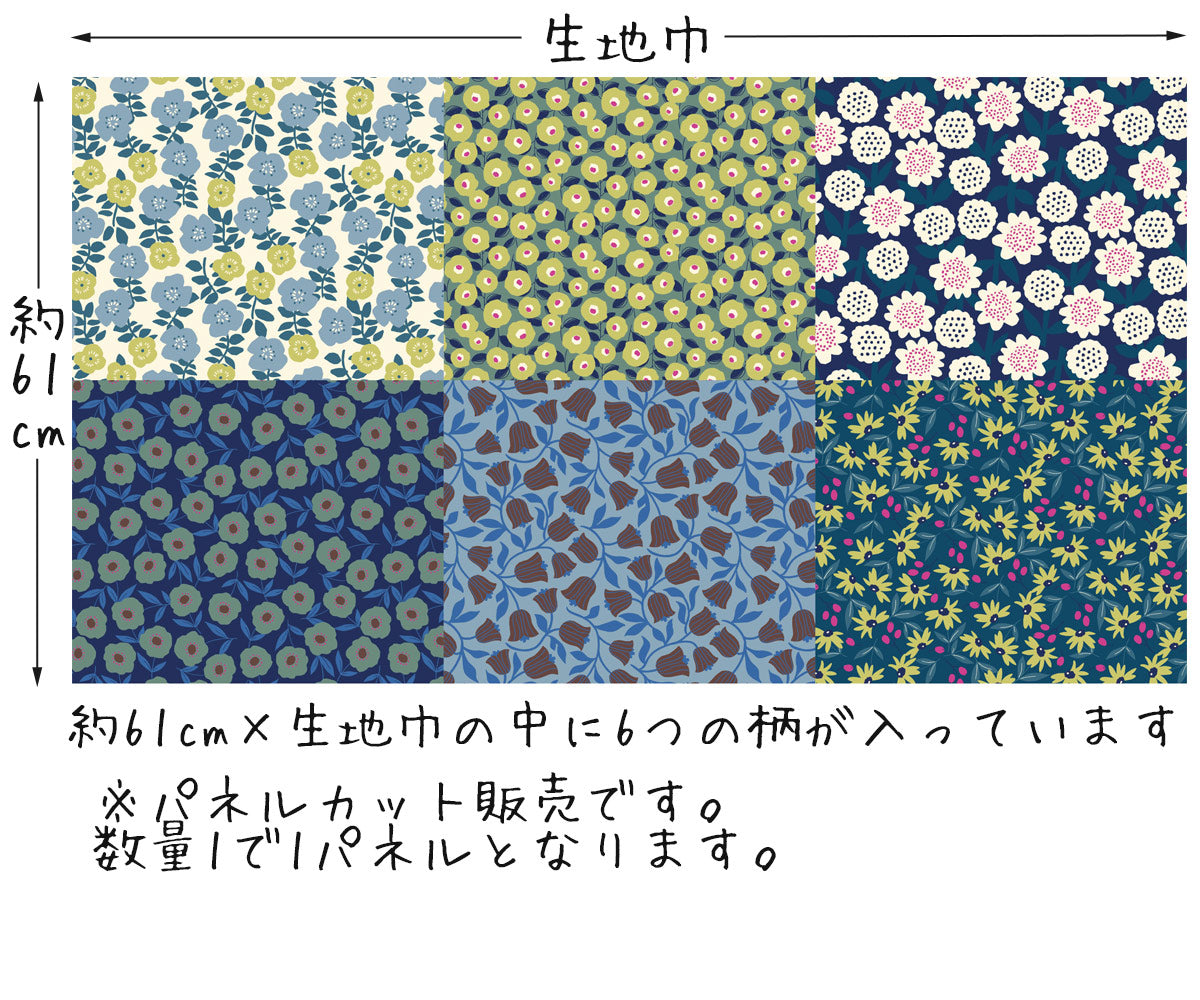 和モダンなパッチワーク約60cm単位切り売りバニラン生地99221-1NBKパネルカット