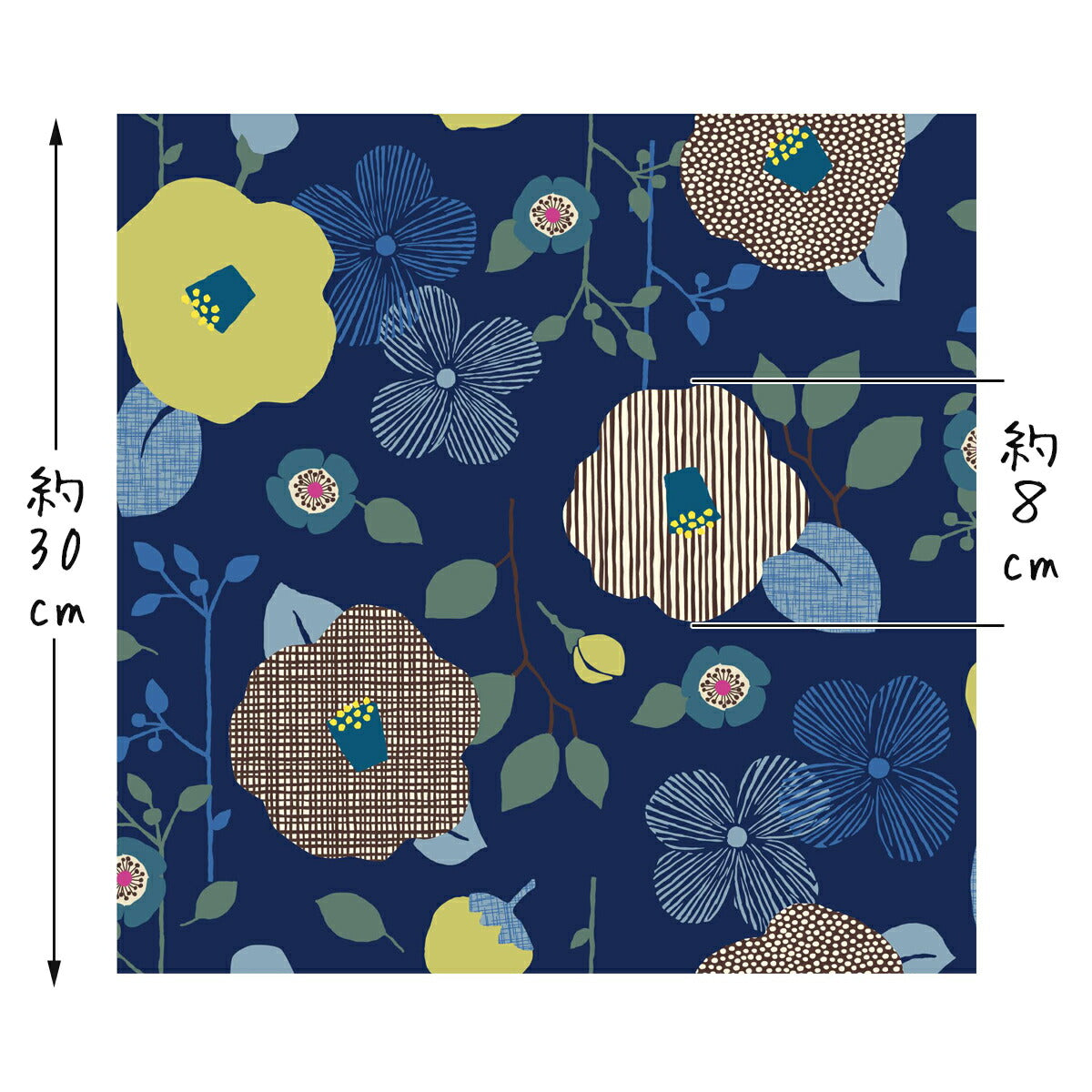 和モダンな花めぐりバニラン生地99221-3NBK(30cm以上10cm単位切り売り)
