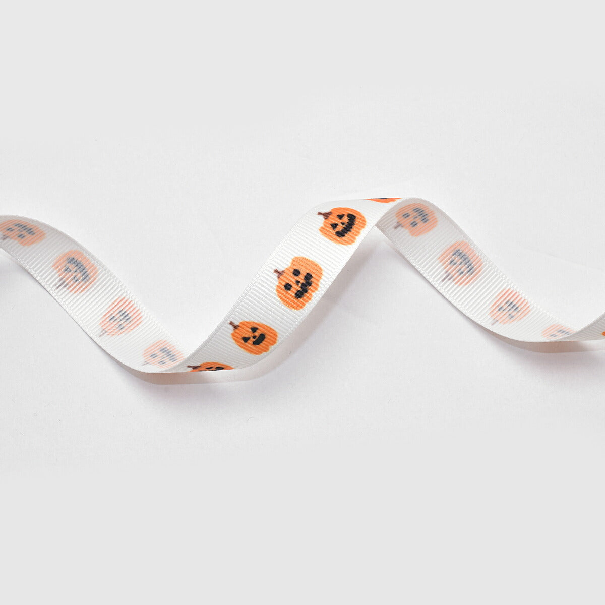プリントリボンハロウィン2種類のオバケのカボチャリボン幅16mm1m単位切り売り(4m以上)