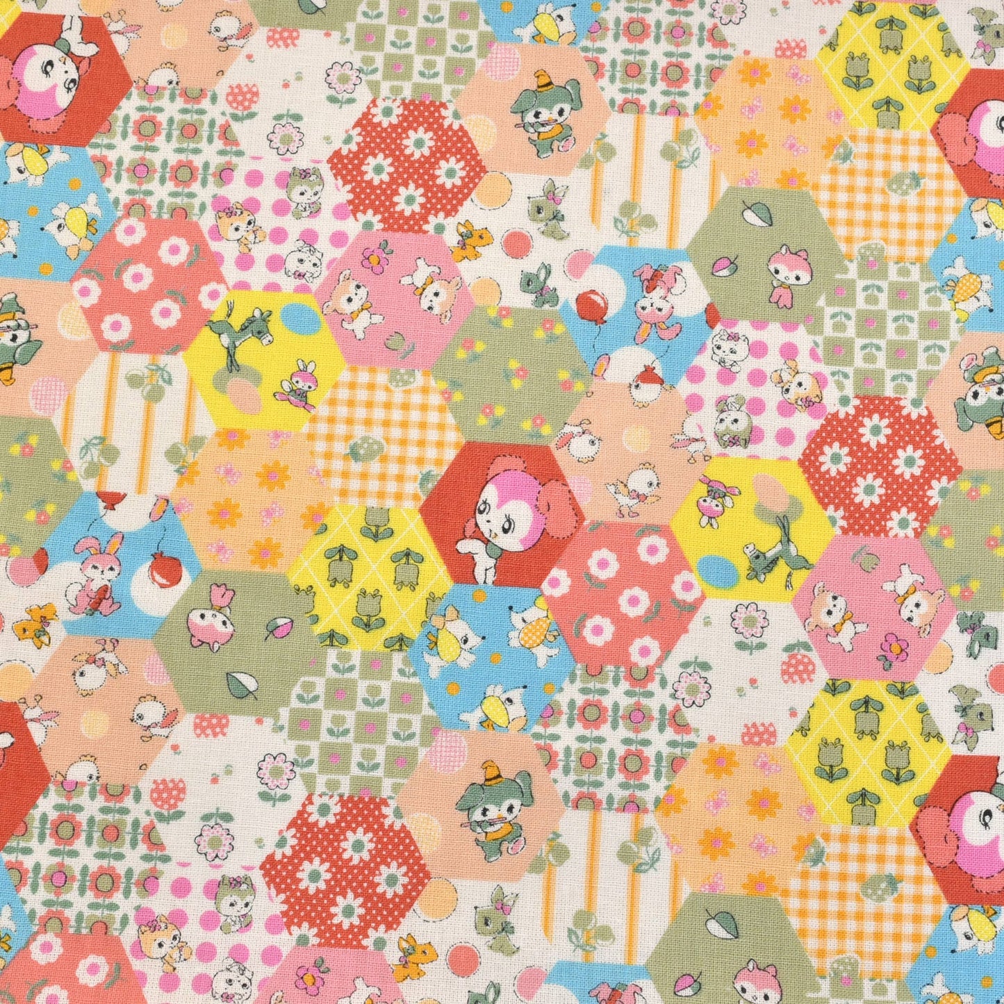 プチヘキサゴン　シーチング生地　CHU058-1　NBK　(30cm以上10cm単位切り売り)