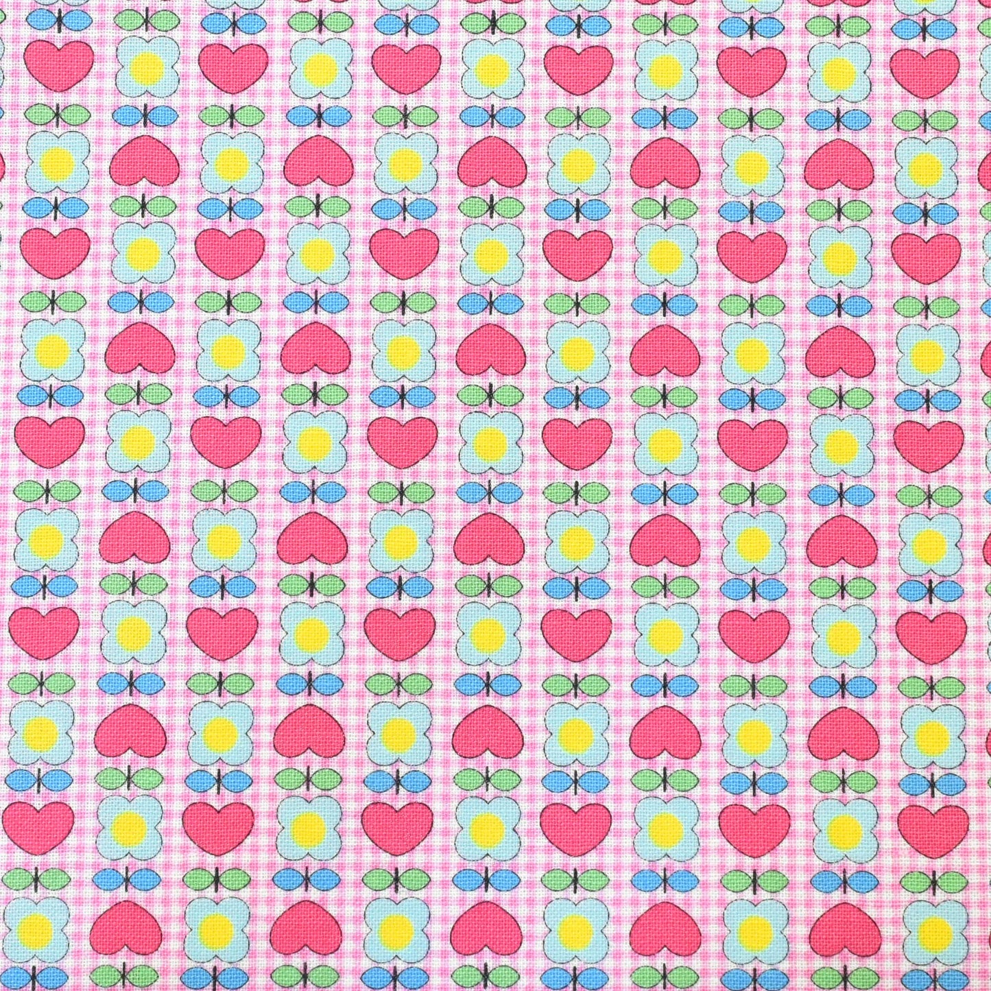 ぷちハートフラワー　シーチング生地　CHU058-3　NBK　(30cm以上10cm単位切り売り)