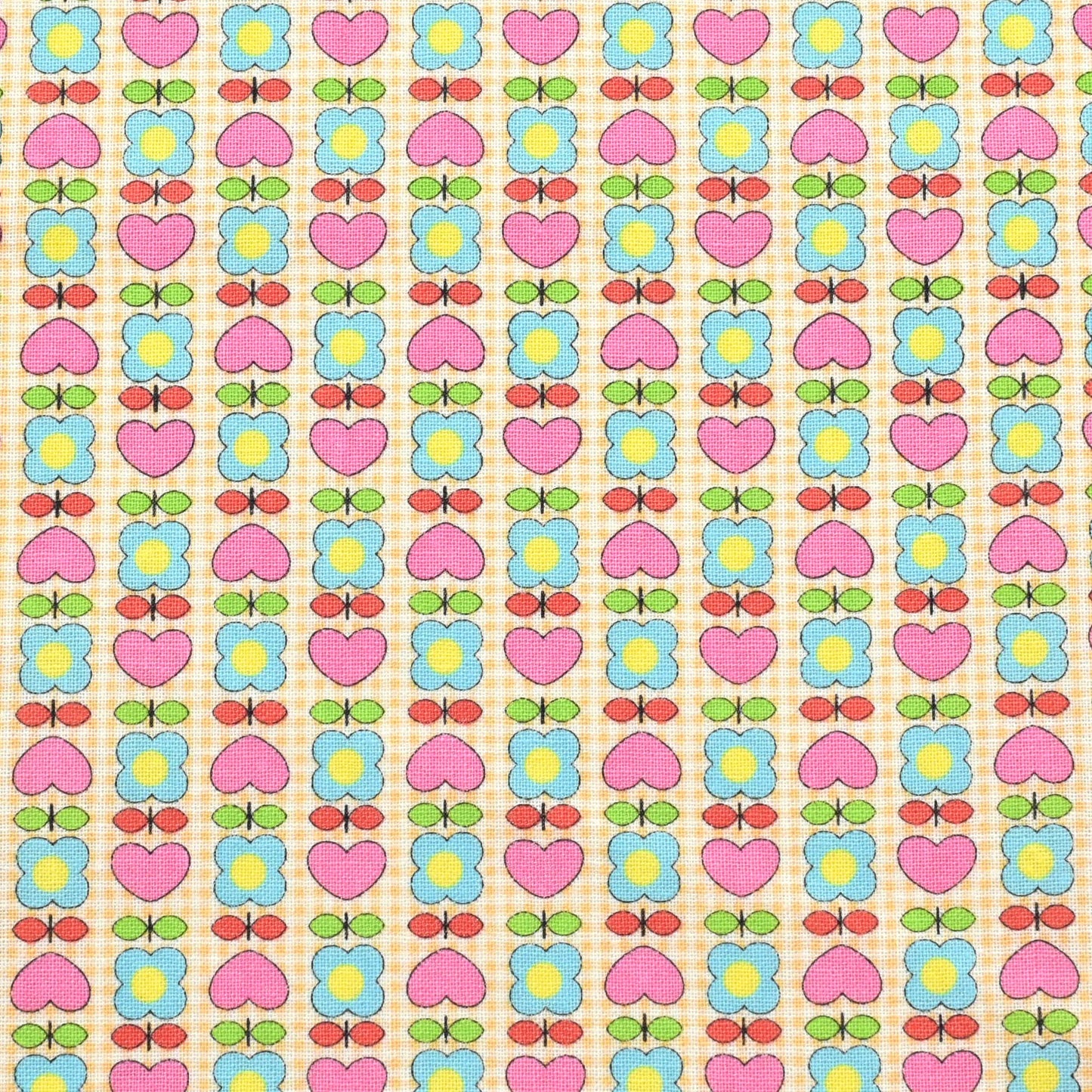 ぷちハートフラワー　シーチング生地　CHU058-3　NBK　(30cm以上10cm単位切り売り)