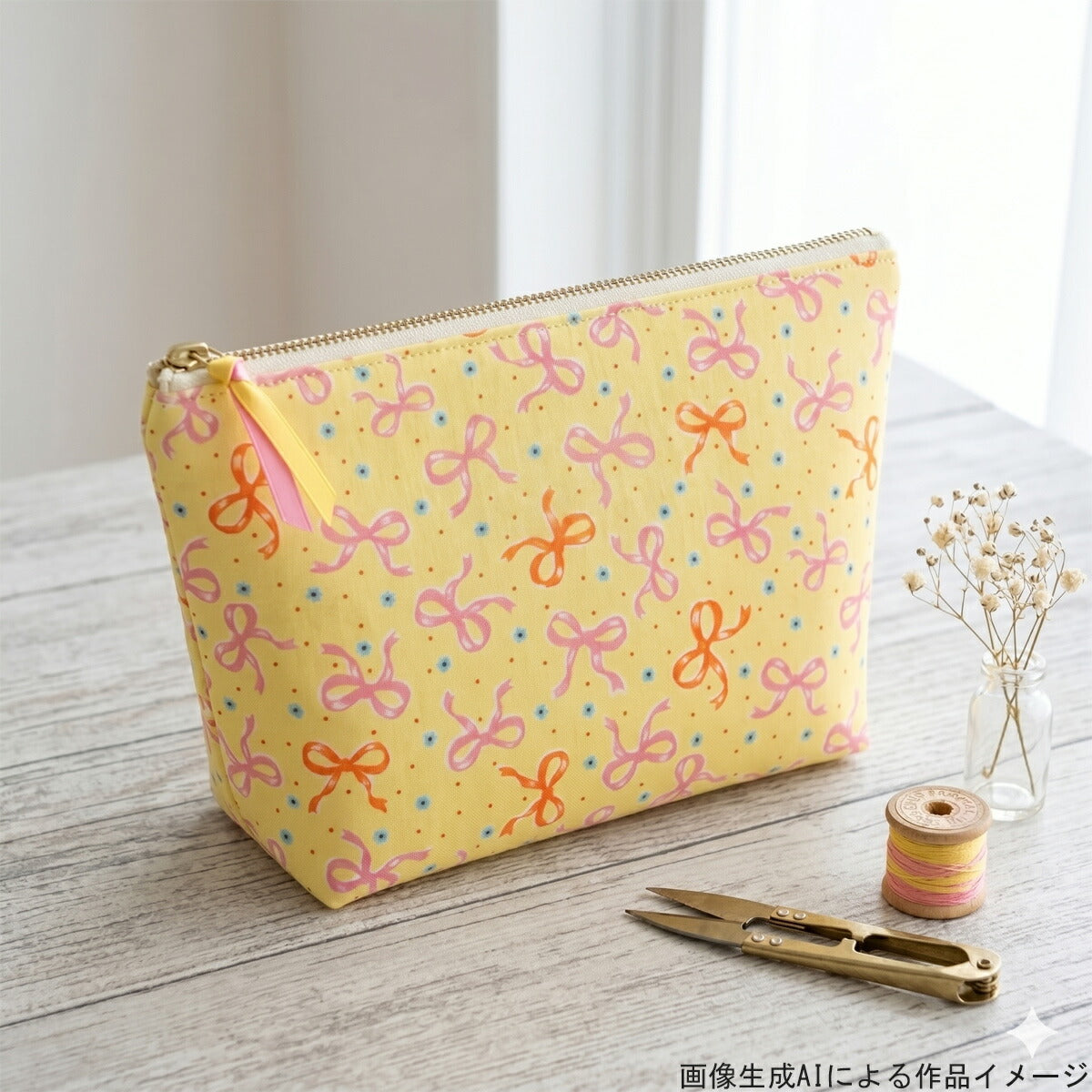 YUWA有輪商店キューティーリボンシャーティング生地AT829958(30cm以上10cm単位切り売り)