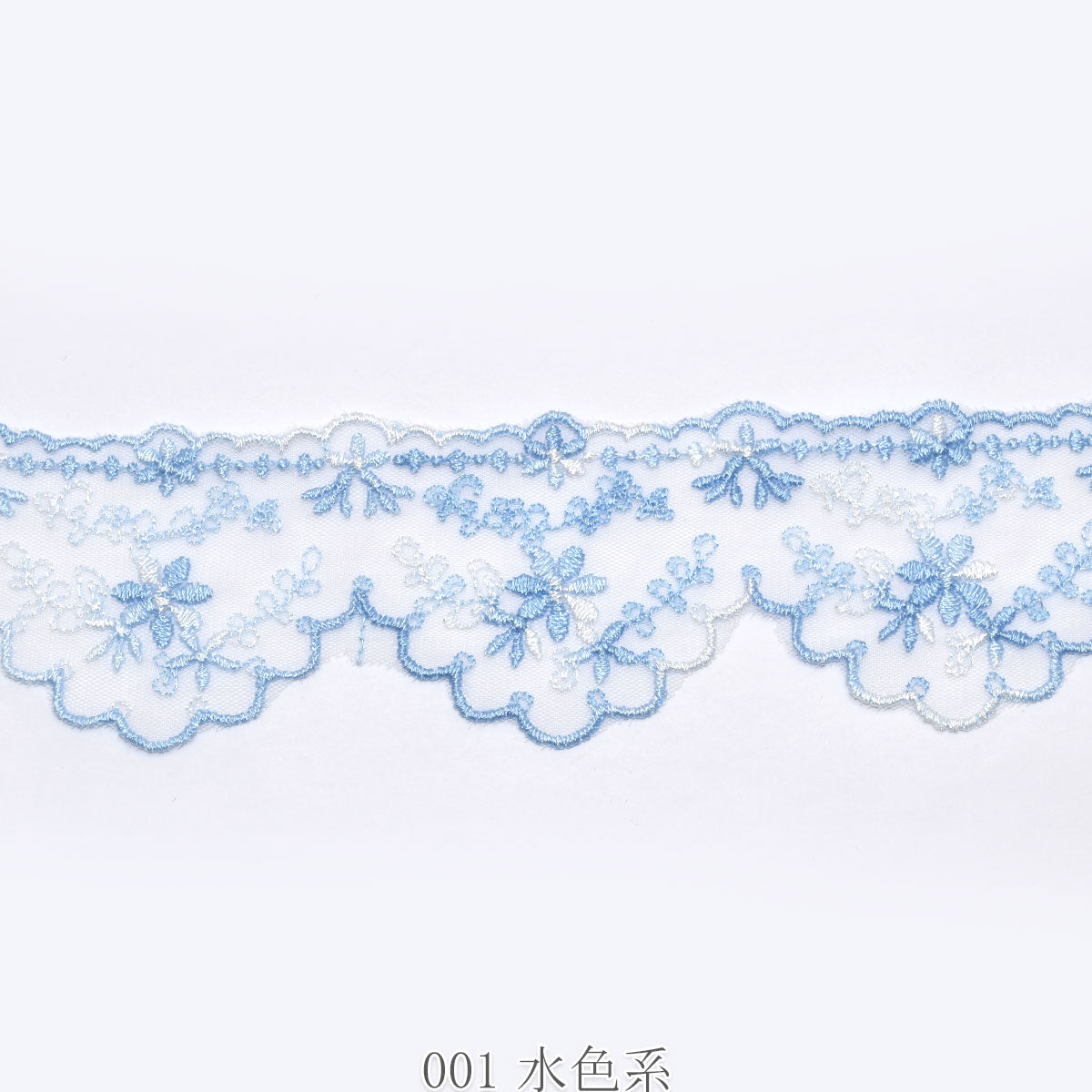 ゆめかわお花とスカラップ刺繍レース　幅50mm　1m単位　切り売り