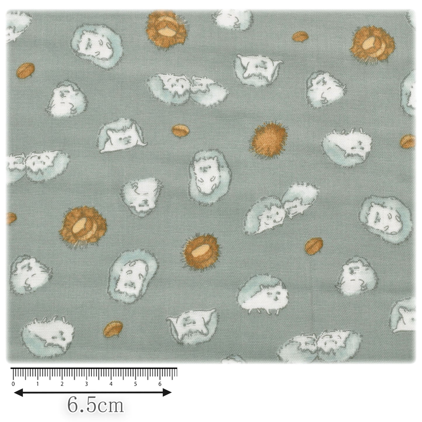 ハリネズミと栗Wガーゼ生地142-1363-B小泉(30cm以上10cm単位切り売り)「在庫限り」