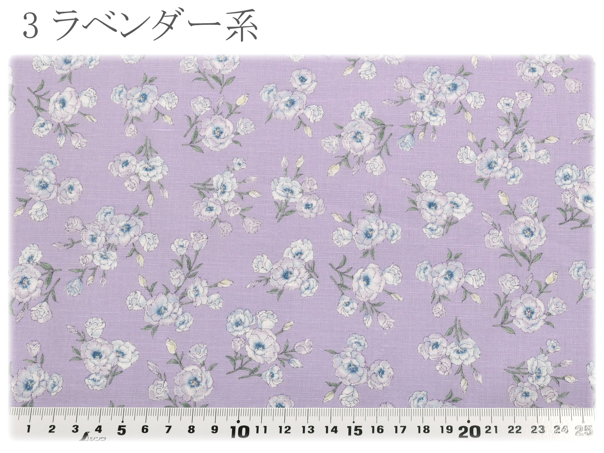 トルコ桔梗フラワー綿麻シーチング生地142-1362-B小泉(30cm以上10cm単位切り売り)「在庫限り」