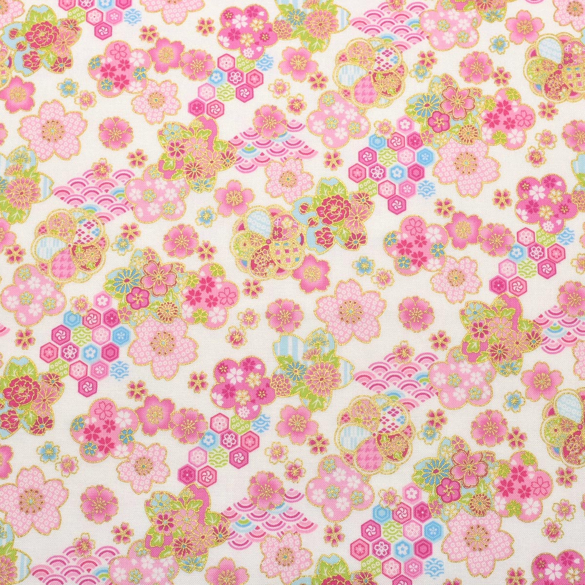 花舞う和模様　シーチング生地　AP61106-1　コスモ　(30cm以上10cm単位切り売り)