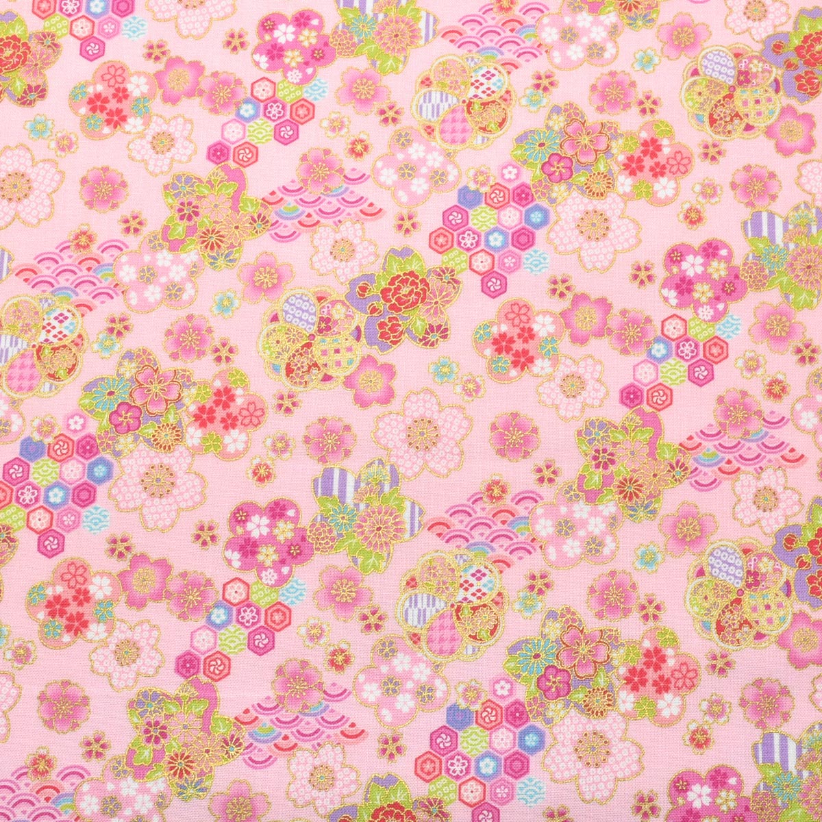 花舞う和模様　シーチング生地　AP61106-1　コスモ　(30cm以上10cm単位切り売り)