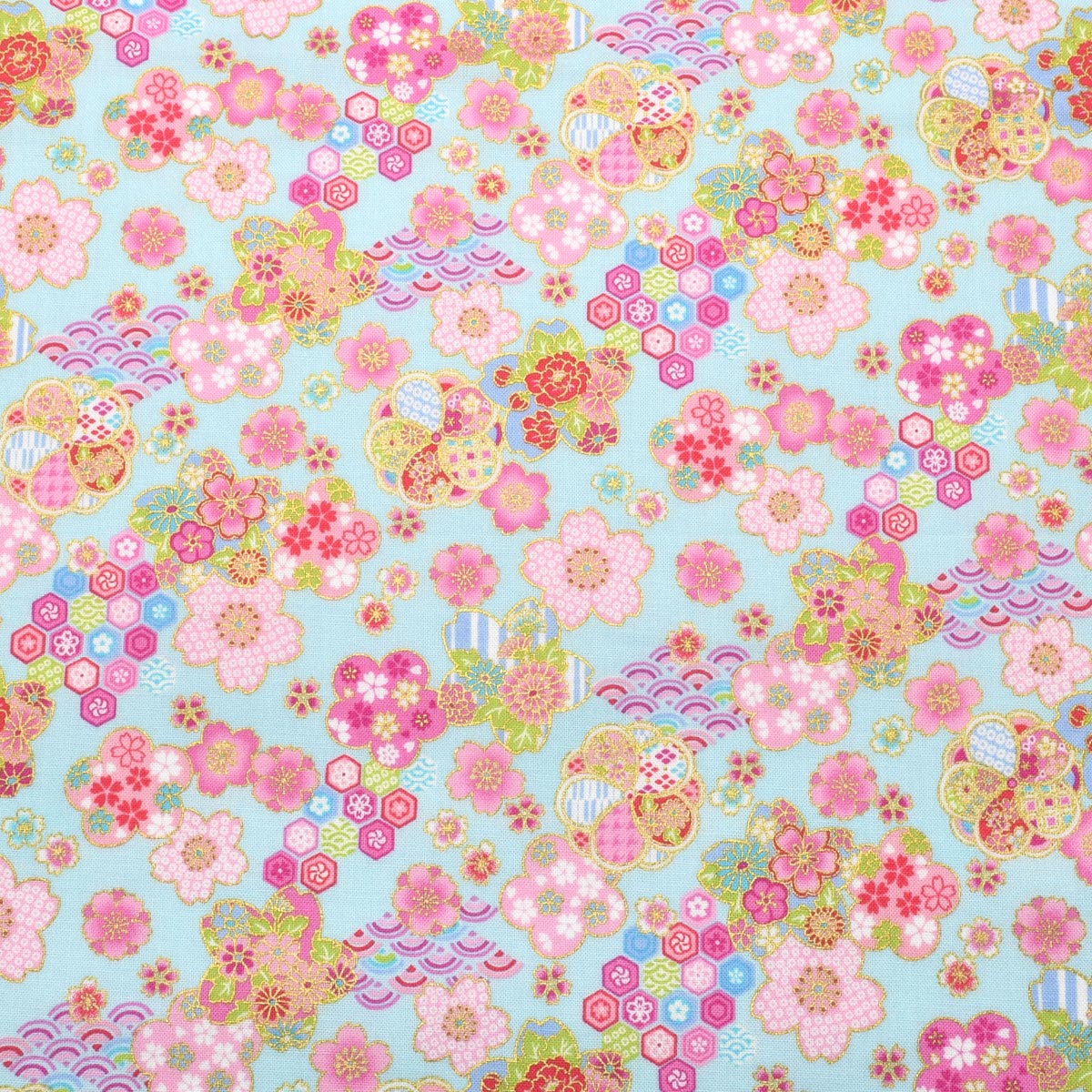 花舞う和模様　シーチング生地　AP61106-1　コスモ　(30cm以上10cm単位切り売り)