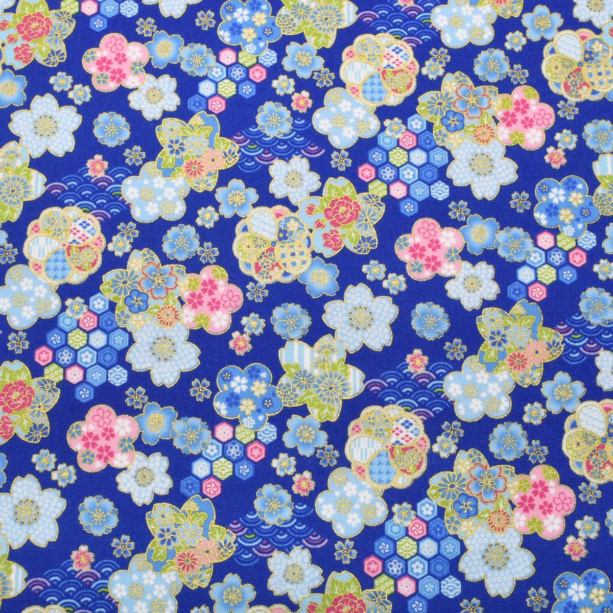 花舞う和模様　シーチング生地　AP61106-1　コスモ　(30cm以上10cm単位切り売り)