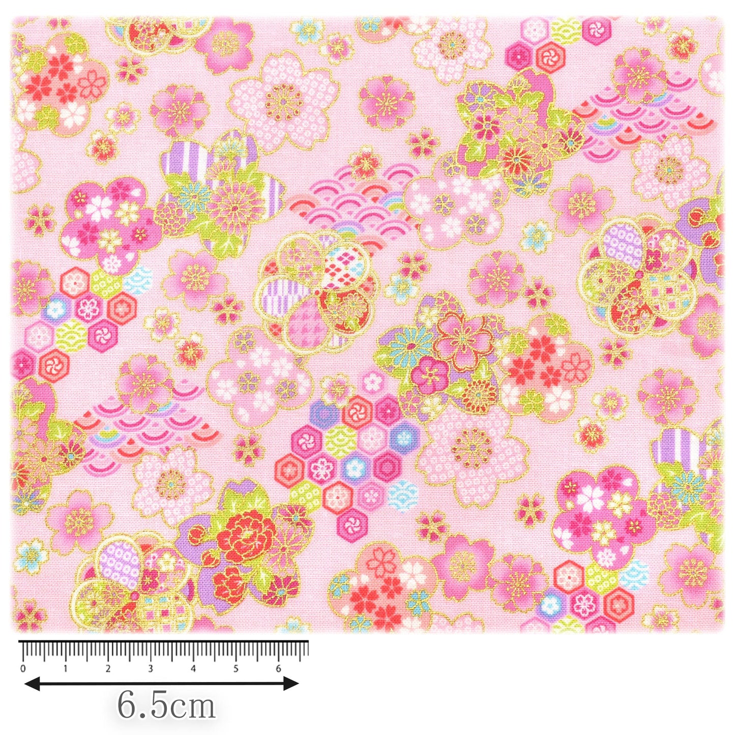 花舞う和模様シーチング生地AP61106-1コスモ(30cm以上10cm単位切り売り)