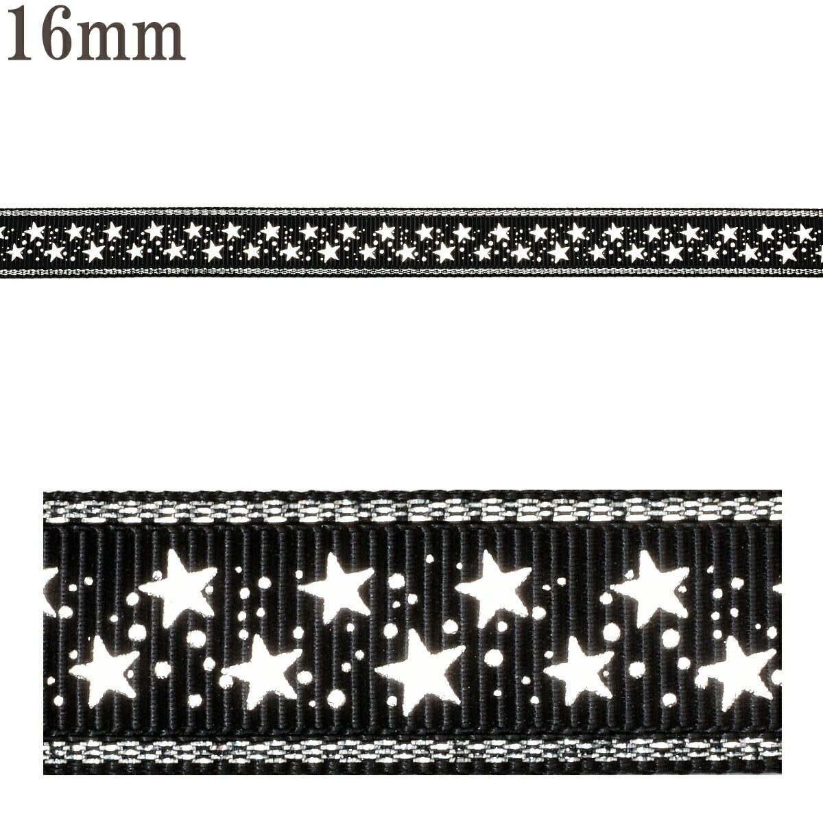 プリントリボンシルバースターの箔押しリボン幅16mm1m単位切り売り(3m以上)