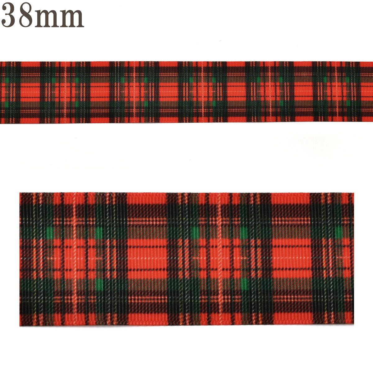 プリントリボンシャープタータンリボン幅38mm1m単位切り売り(2m以上)