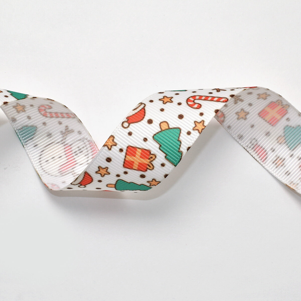 プリントリボンゆるかわ手描き風なクリスマスリボン幅25mm1m単位切り売り(3m以上)
