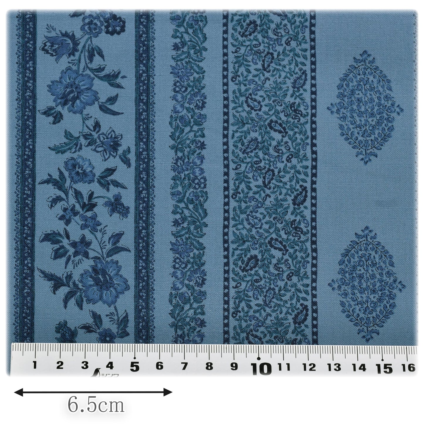アジアンフラワーストライプシーチング生地SP3900-2コスモ(30cm以上10cm単位切り売り)「在庫限り」