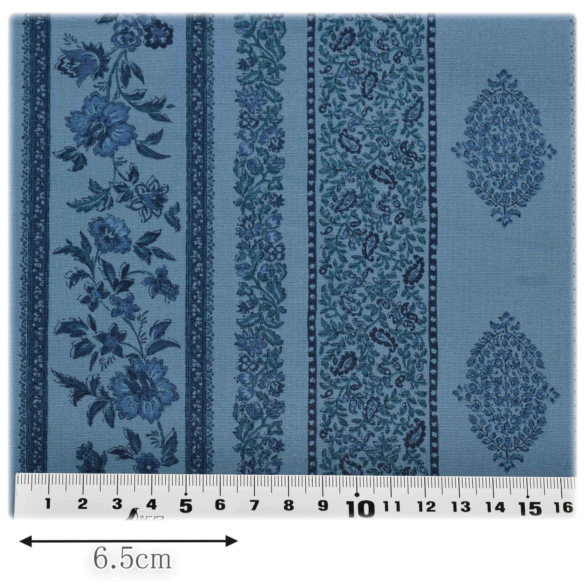 アジアンフラワーストライプシーチング生地SP3900-2コスモ(30cm以上10cm単位切り売り)「在庫限り」