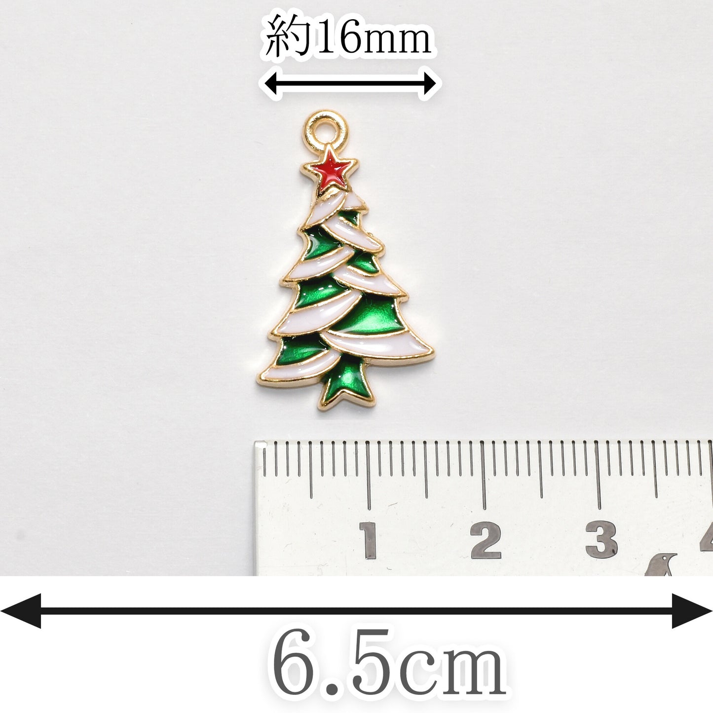 アクセサリーパーツ赤い星のクリスマスツリーチャーム4個