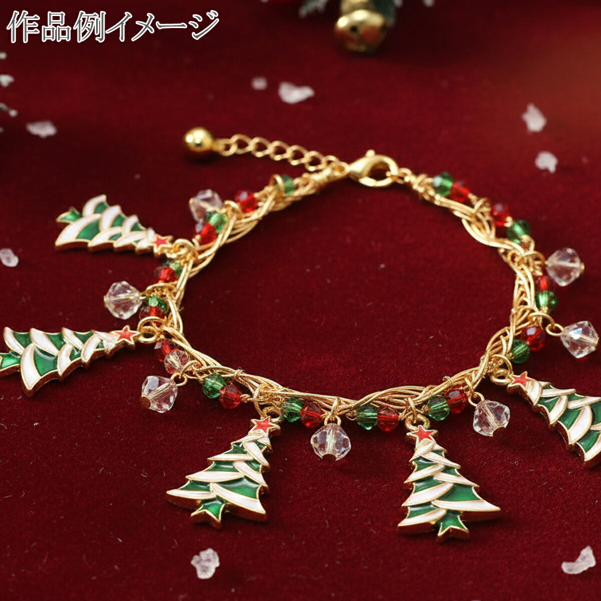 アクセサリーパーツ赤い星のクリスマスツリーチャーム4個