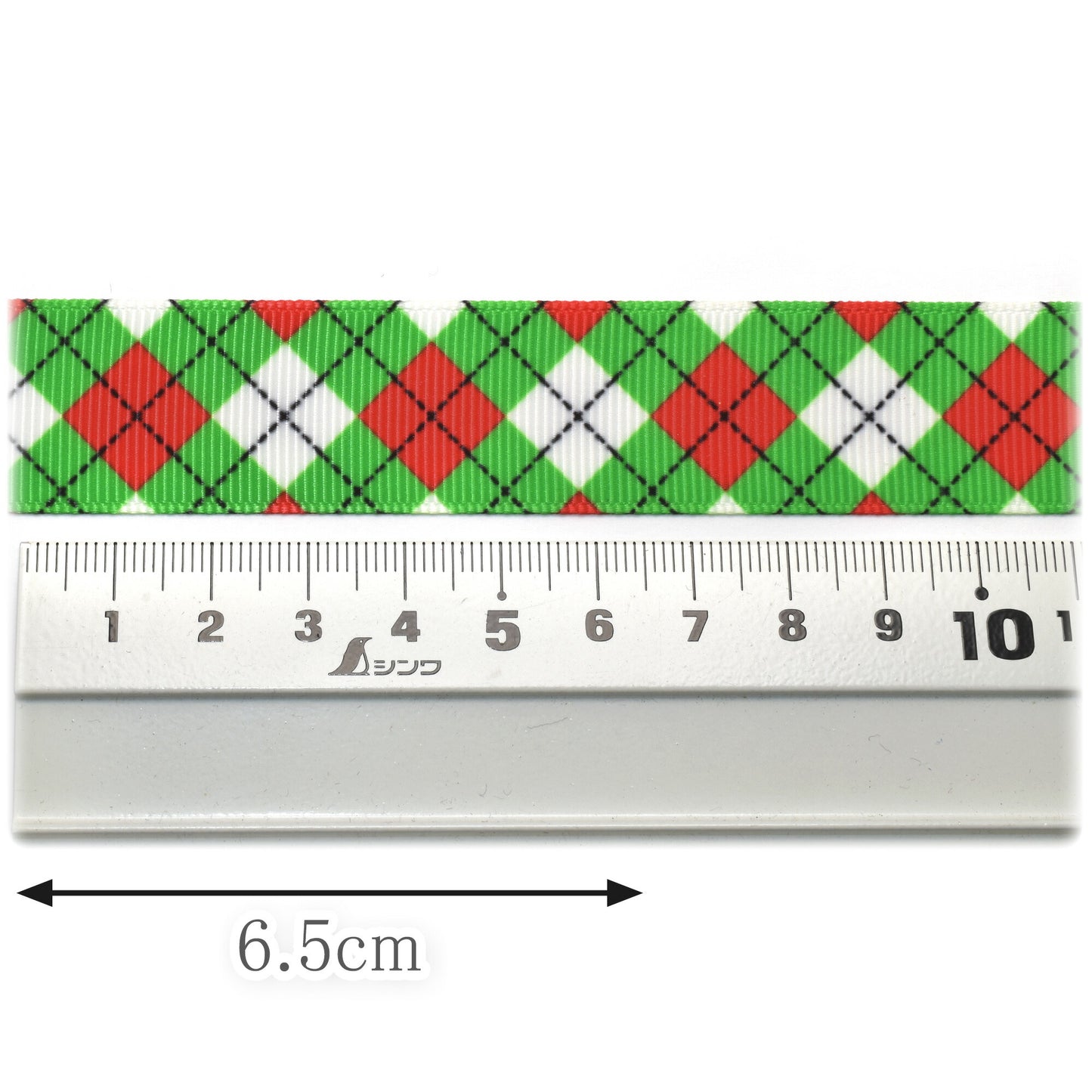 プリントリボンアーガイルスクエアチェックリボン幅23mm1m単位切り売り(3m以上)