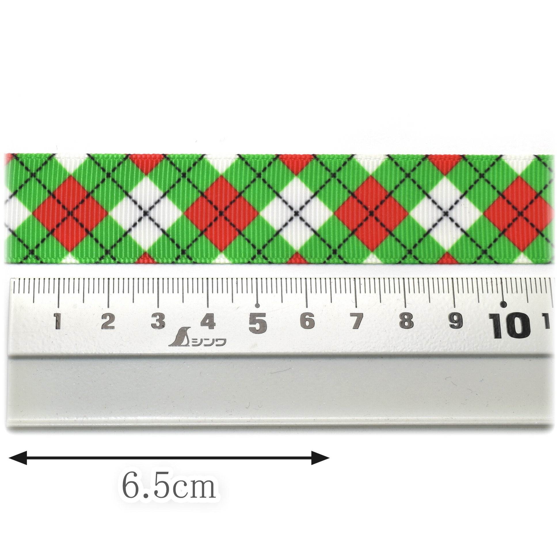 プリントリボンアーガイルスクエアチェックリボン幅23mm1m単位切り売り(3m以上)