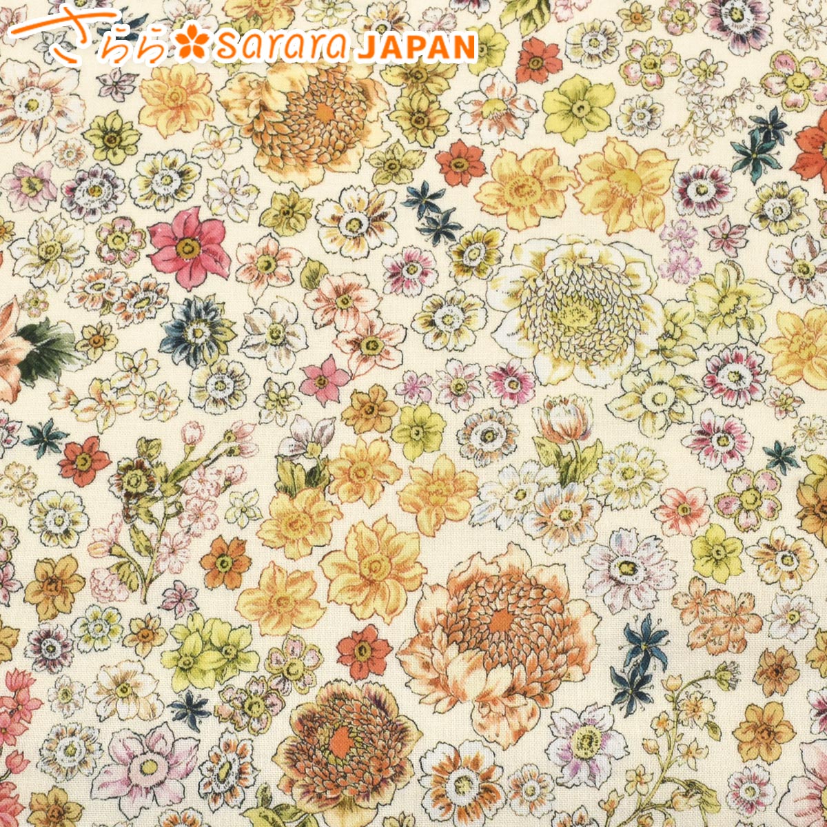 アンティークブーケAオフホワイト系シーチング生地DPJ-154-Aさらら（227）(30cm以上10cm単位切り売り)「在庫限り」