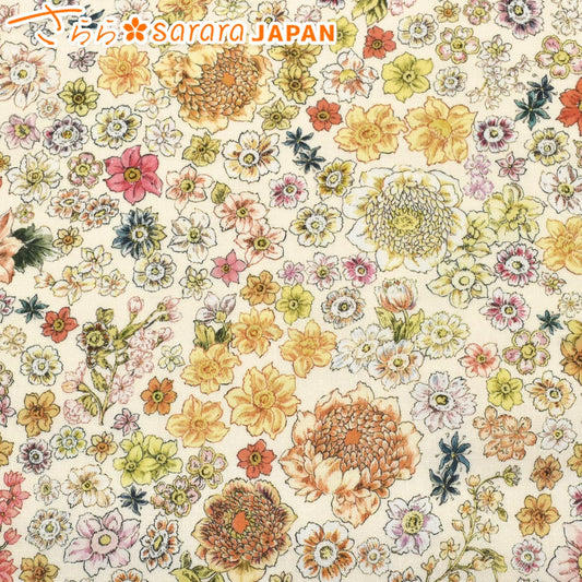 アンティークブーケAオフホワイト系シーチング生地DPJ-154-Aさらら（227）(30cm以上10cm単位切り売り)「在庫限り」