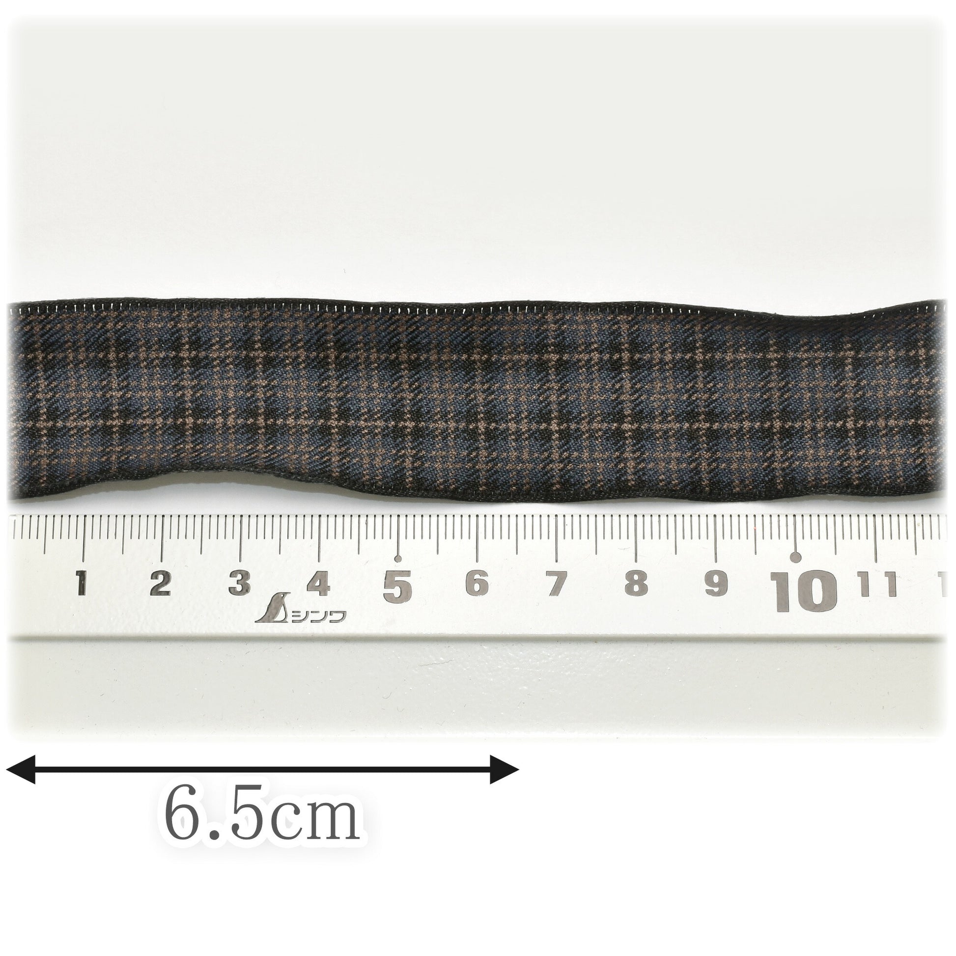ブラックエッジのファブリックチェックリボン幅25mm1m単位切り売り