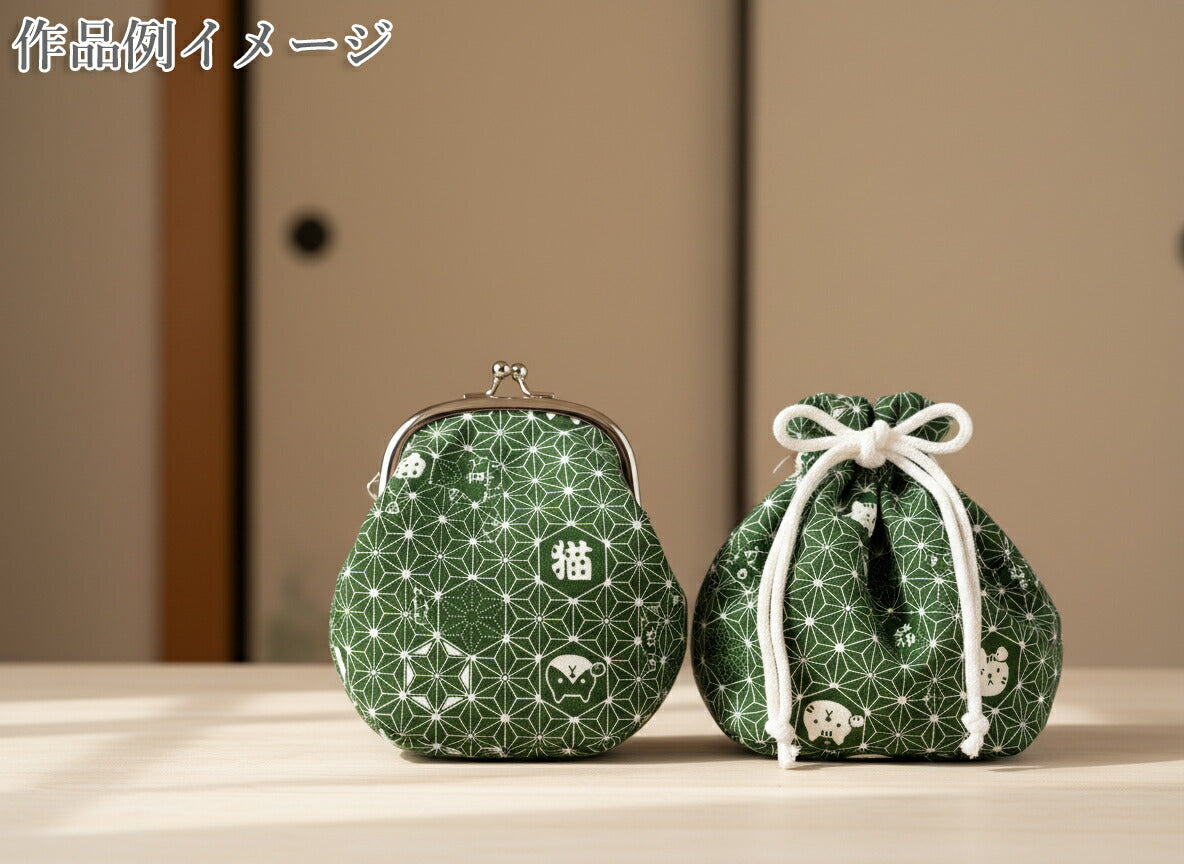 麻の葉と猫ドビー生地AP61202-2コスモ(30cm以上10cm単位切り売り)